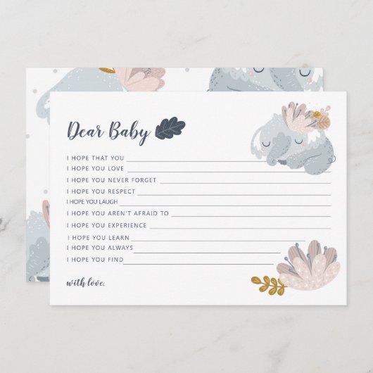 白象の花がベビーを願う シーズンカード (正面/裏面)