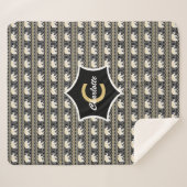 白象部族模様黒金ゴールドMonogram シェルパブランケット (正面(横))