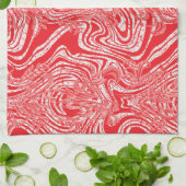 白赤と白い背中の模様の像 キッチンタオル (折り畳み)