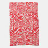 白赤と白い背中の模様の像 キッチンタオル (縦)