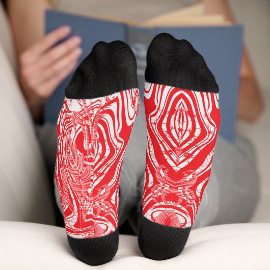 白赤と白い背中の模様の像 ソックス (底面)
