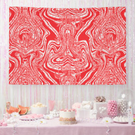 白赤と白い背中の模様の像 横断幕