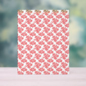 白赤と白い背景の花柄 アクリルサイン (ニュートラル)