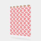 白赤と白い背景の花柄 アクリルサイン (傾斜)