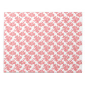 白赤と白い背景の花柄 ノートパッド (正面)