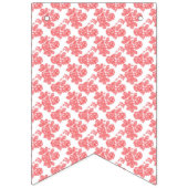 白赤と白い背景の花柄 バンティングフラッグ (第1の旗)