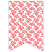 白赤と白い背景の花柄 バンティングフラッグ (第3の旗)