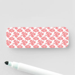 白赤と白い背景の花柄 名札