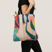 白赤と緑の抽象芸術絵画 トートバッグ (クローズアップ)