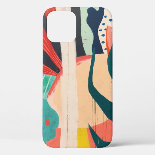 白赤と緑の抽象芸術絵画 Case-Mate iPhoneケース (裏面)