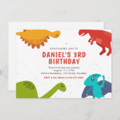 白赤グランギー恐竜誕生日招待状 招待状 (正面/裏面)