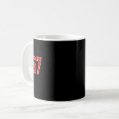 白赤スポーツチームナンバー #67 スウェット コーヒーマグカップ (正面左)