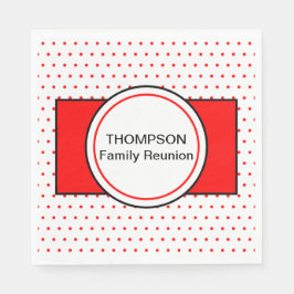 白赤水玉ファミリー名リユニオン スタンダードランチョンナプキン