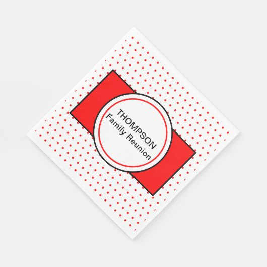 白赤水玉ファミリー名リユニオン スタンダードランチョンナプキン (角)