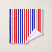白赤青ストライプ柄   バスタオルセット (ウォッシュタオル)