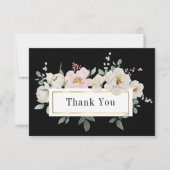 白赤面バラ金ゴールドフレーム結婚オン黒 サンキューカード (正面)