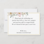 白赤面バラ金ゴールドフレーム結婚オン黒 サンキューカード (裏面)