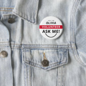 白赤Ask Meボランティアバッジイベントネームタグ 缶バッジ (インサイチュ)