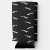 白身魚の骨格の骨の模様が黒 スリム缶クーラー (裏面)