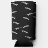 白身魚の骨格の骨の模様が黒 スリム缶クーラー (正面)