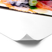 白転が日本の寿司海老の黒箸 ポスター (角)