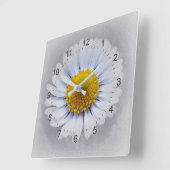 白輝くデイジー スクエア壁時計 (傾斜)