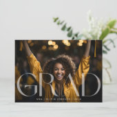 白透明写真モダン卒業パーティー 案内状 (スタンド正面)