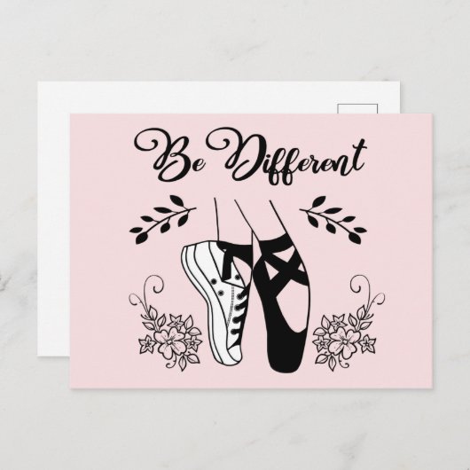 白違う黒のバレエ靴である ポストカード (正面/裏面)