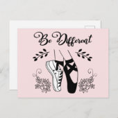 白違う黒のバレエ靴である ポストカード (正面/裏面)