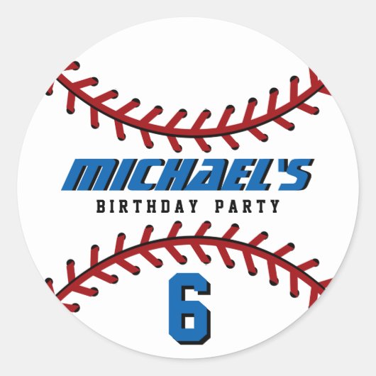 白野球シールスポーツチーム誕生日パーティー ラウンドシール (正面)