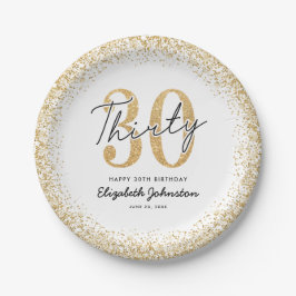 白金のエレガンス 30歳の誕生日パーティープレート ペーパープレート