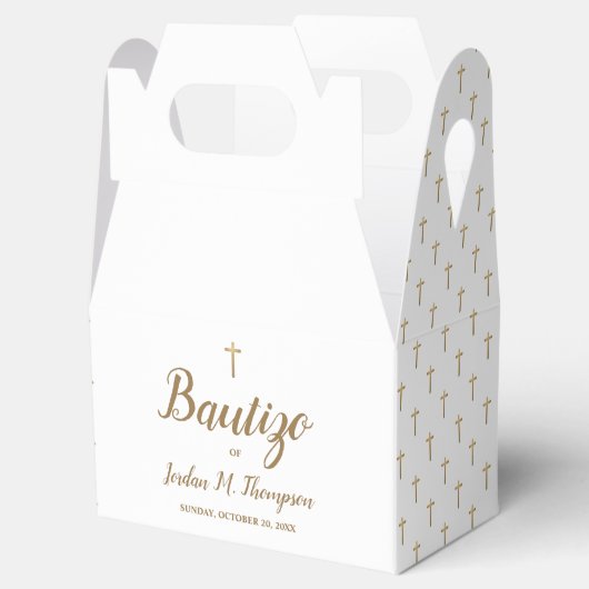 白金のクロスをカスタマイズしたスペイン風の洗礼 フェイバーボックス (オープン)