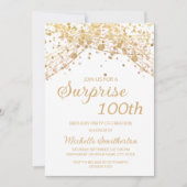 白金のストリングライトサプライズ100歳の誕生日 招待状 (正面)