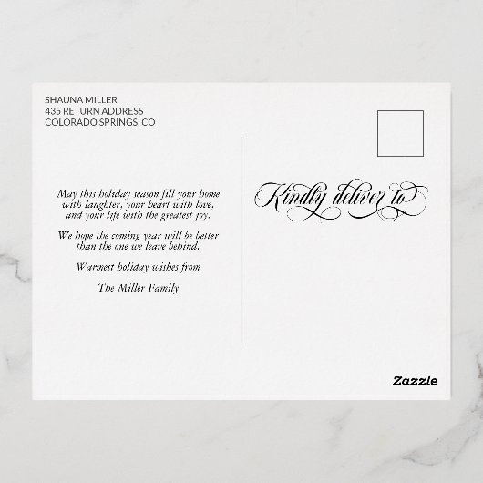 白金の星が輝く楽しいクリスマス 箔シーズンポストカード (裏面)