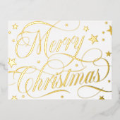 白金の星が輝く楽しいクリスマス 箔シーズンポストカード (正面)