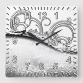 白金の時計のはね スクエア壁時計 (正面)
