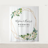 白金の結婚式バックドロップ、フォトブース小道具 タペストリー (正面)