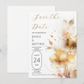 白金の花のウェディング セーブザデート (正面/裏面)