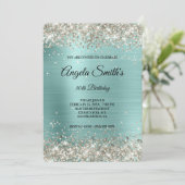 白金グリッターターコイズフォイルファンシーモノグラム 招待状 (スタンド正面)
