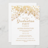 白金グリッター 高校卒業式 招待状 (正面/裏面)