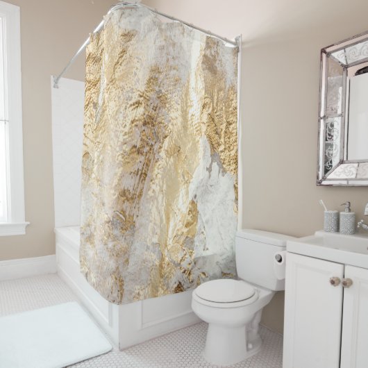 白金ゴールドのブ絵を描ラシテクスチャ シャワーカーテン (インサイチュ)