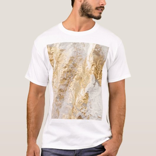白金ゴールドのブ絵を描ラシテクスチャ Tシャツ (正面)