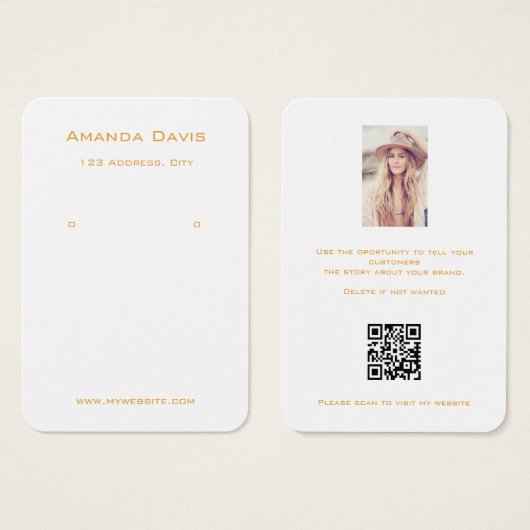 白金ゴールドイヤリングジュエリー写真QRディスプレイカード (正面&裏面)