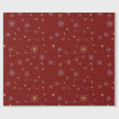 白金ゴールドエレガントクリスマススノーフレーク包装P ラッピングペーパー (フラット)