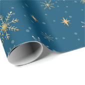 白金ゴールドエレガントクリスマススノーフレーク ラッピングペーパー (ロールコーナー)
