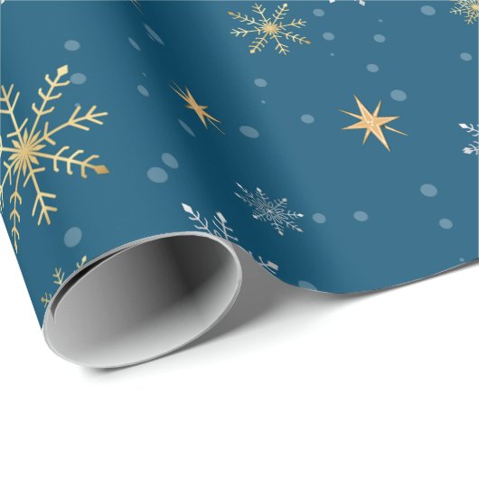 白金ゴールドエレガントクリスマススノーフレーク ラッピングペーパー (ロールコーナー)