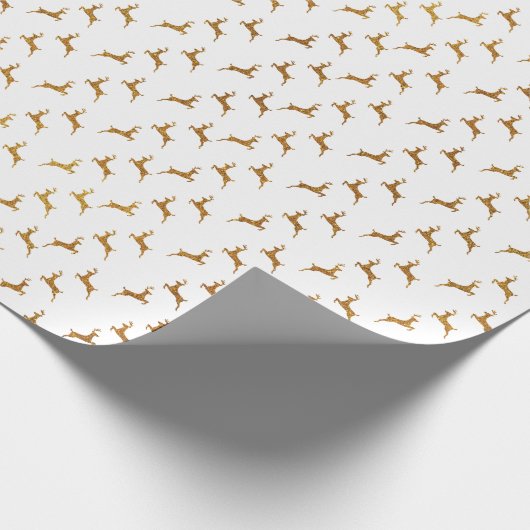 白金ゴールドエレガントグリッターかわいいトナカイ模様 ラッピングペーパー (角)
