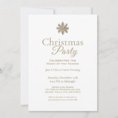 白金ゴールドエレガントスノーフレーククリスマスパーティー 招待状 (正面)