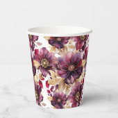 白金ゴールドエレガントブルゴーニュ花柄 紙コップ (裏面)