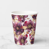 白金ゴールドエレガントブルゴーニュ花柄 紙コップ (正面)